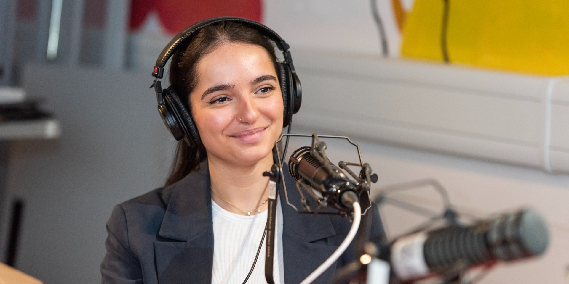 Grace Hardy recording The Unconventional Podcast